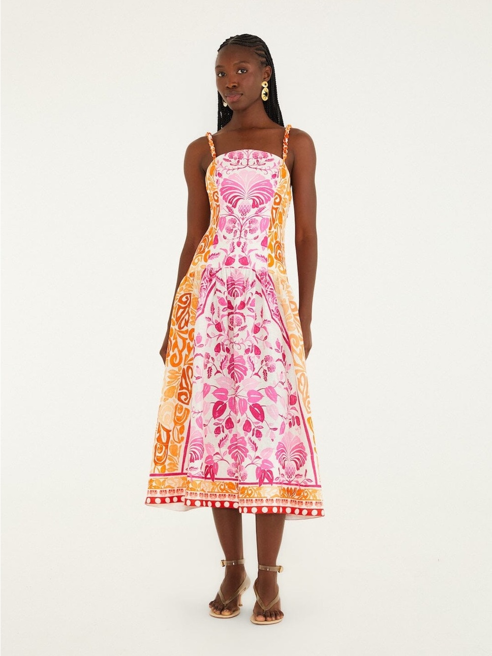 FARM Rio Off-White Santorini Midi Dress
